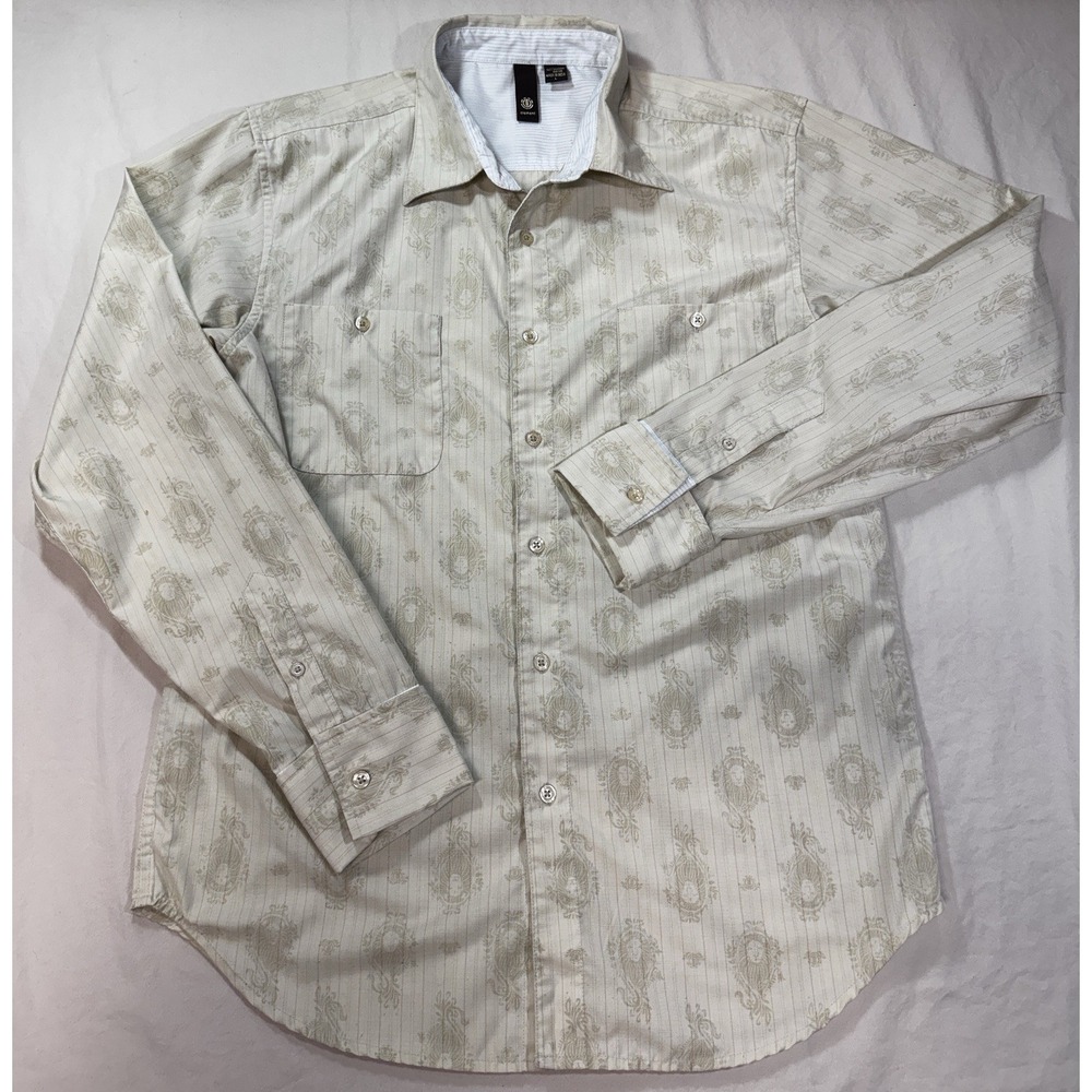 Vtg Element Skateboard Beige Long Sleeve Shirt Large - Lion Of Judah Rasta Print